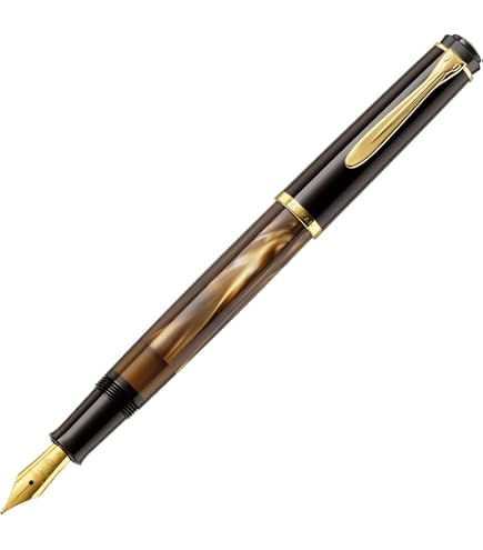 Pelikan Souverän M200 Fountain Pen, Medium Nib, Black, 1 Each